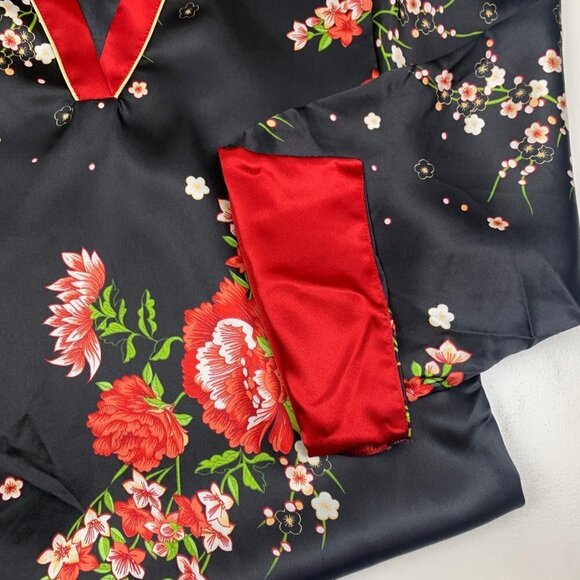 Jones New York Oriental/Asian Inspired V-Neck Floral Midi Nightgown Size Medium - Picture 6 of 8